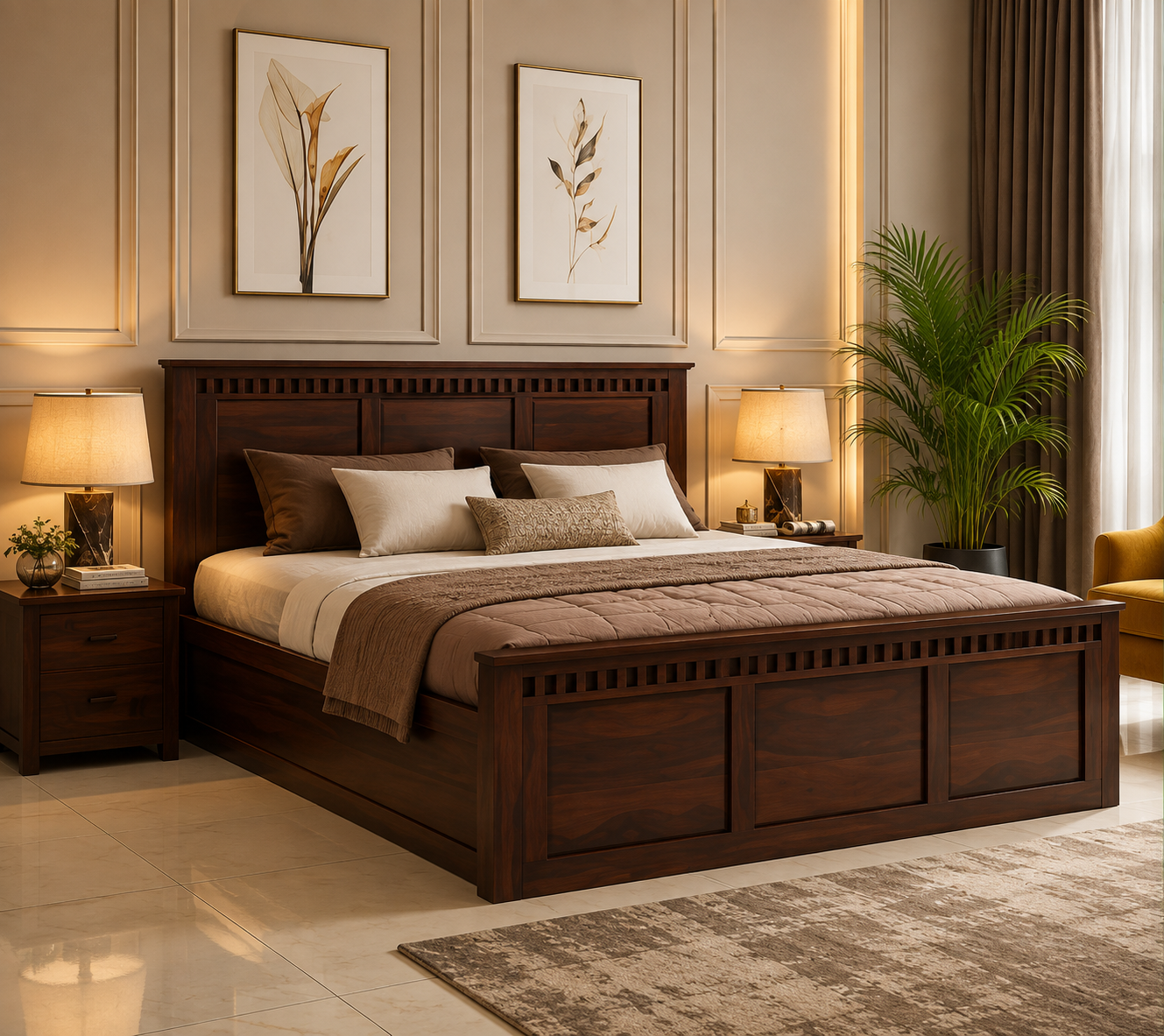 Traditional wooden bed design by Awan Furniture